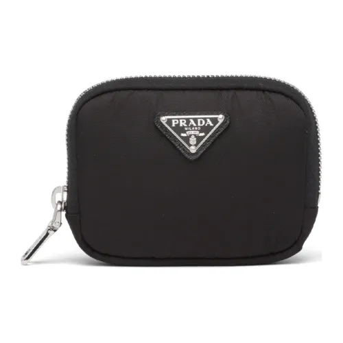 prada Sneakers Nylon Fabric Card Holder Wallet Card Clip Small Size Unisex Black