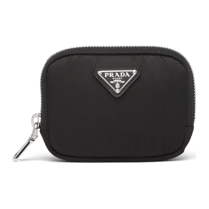 PRADA Nylon Fabric Card Holder Wallet Card Clip Small Size Unisex Black-0