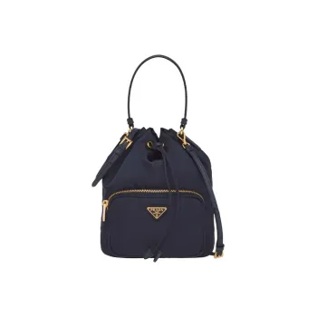 PRADA Duet Fabric Bucket Bag Handbag Women's Blue