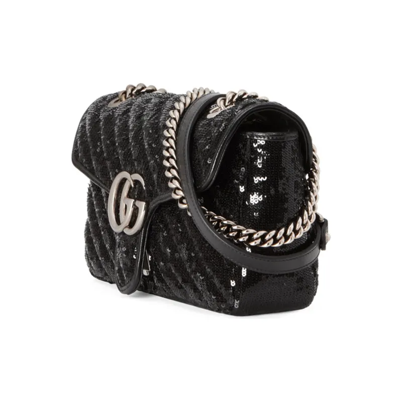 GUCCI GG Marmont Silk Shoulder Bag Crossbody Bag Women's Black-1