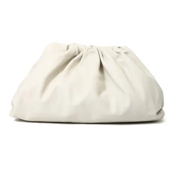 Bottega Veneta Cow Leather Clutch Large Size Women's White