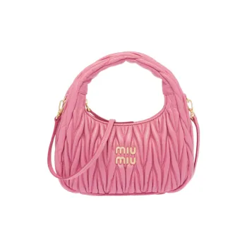 MIU MIU Wander Series Soft Sheep Leather Hobo Shoulder Bag Regular Women's Begonia Pink