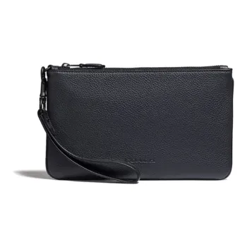 COACH PhonePouch Leather Clutch Men's Gray Black
