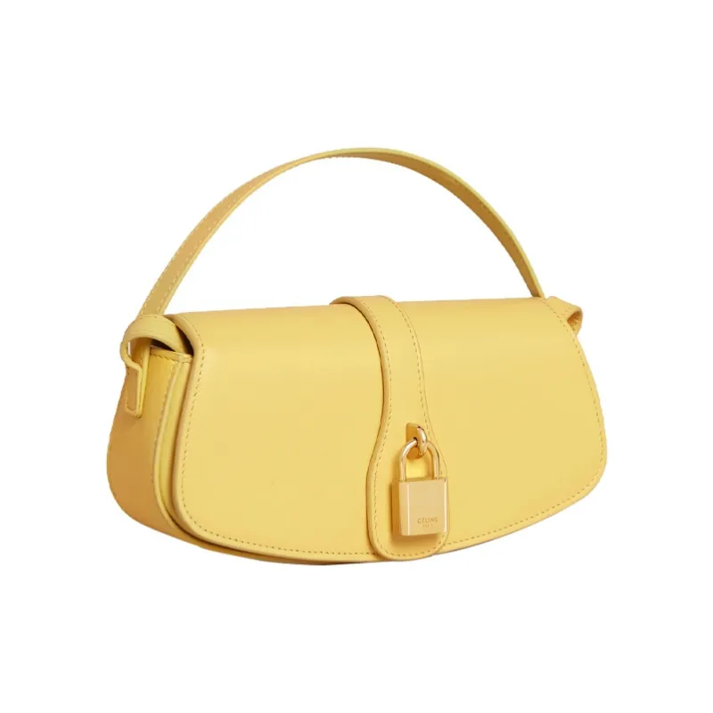 CELINE Smooth Cow Leather Baguette Bag, Shoulder Bag, Crossbody Bag, Handbag Mini Women's Beech/Bright Yellow-1