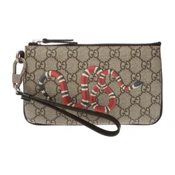 GUCCI Canvas With Leather Cell Phone Pouch Clutch Regular Men's Ebony