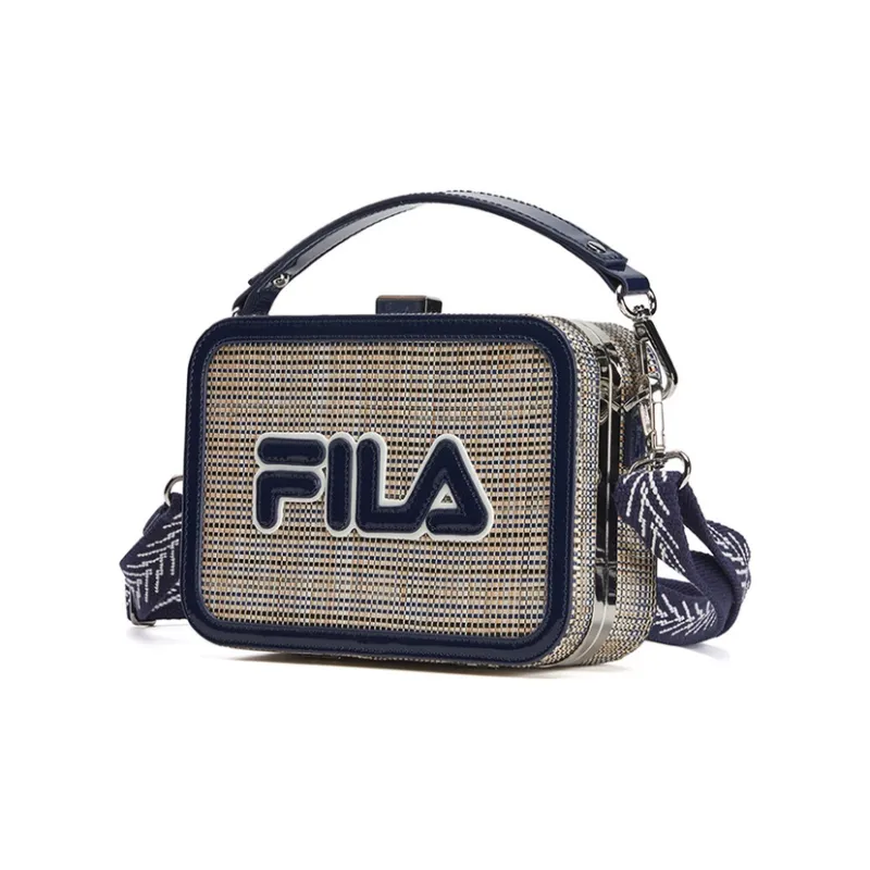 FILA Polypropylene PP Woven Fabric Small Square Box Shoulder Bag Crossbody Bag Women's Marine Blue-1