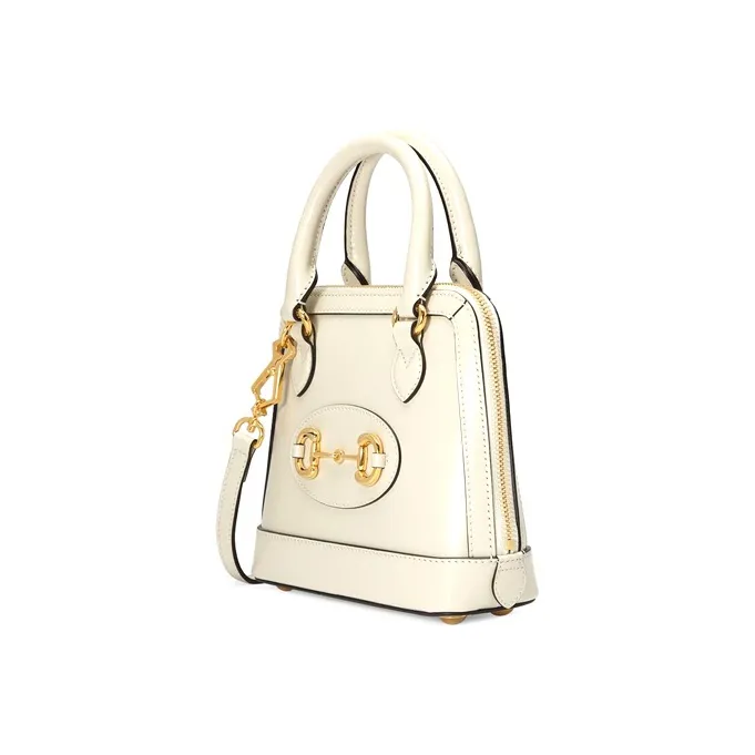GUCCI Leather Dome Bag Crossbody Bag Shoulder Bag Mini Women's White-1