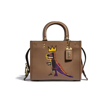 COACH Basquiat Collaboration Leather Handbag, One Shoulder Bag Medium Size Women's Brown