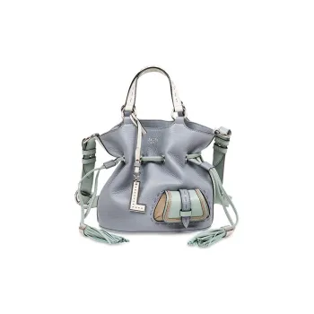 LANCEL Cow Leather Bucket Bag Handbag Shoulder Bag Crossbody Bag Small Size Women's Maldives Blue Multicolor