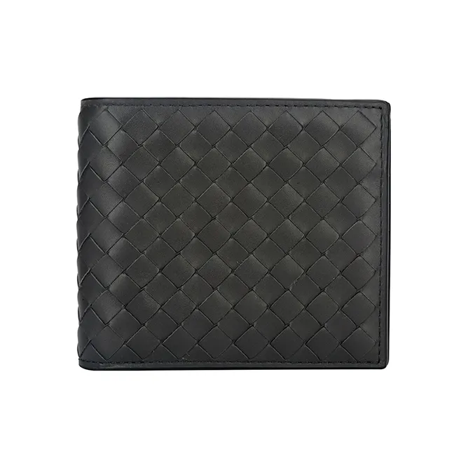 Bottega Veneta Calfskin Card Holder Wallet Men's Gray Green-0