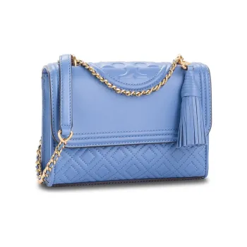 TORY BURCH Fleming Leather Chain Bag Handbag Shoulder Bag Crossbody Bag Small Size Women's Blue