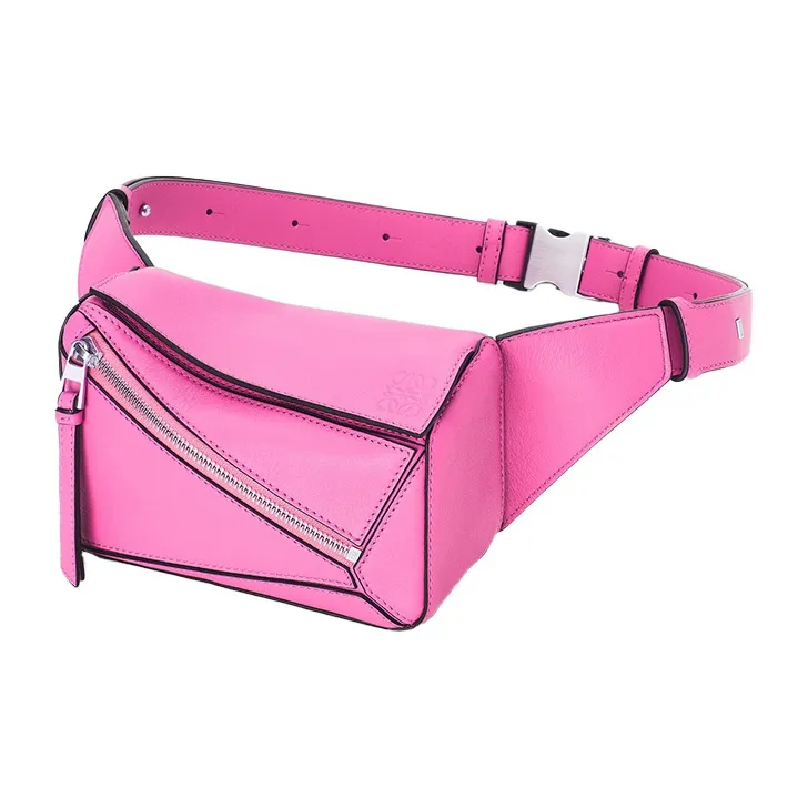 LOEWE Puzzle Bum Bag In Classic Calfskin Mini Neon Pink-1