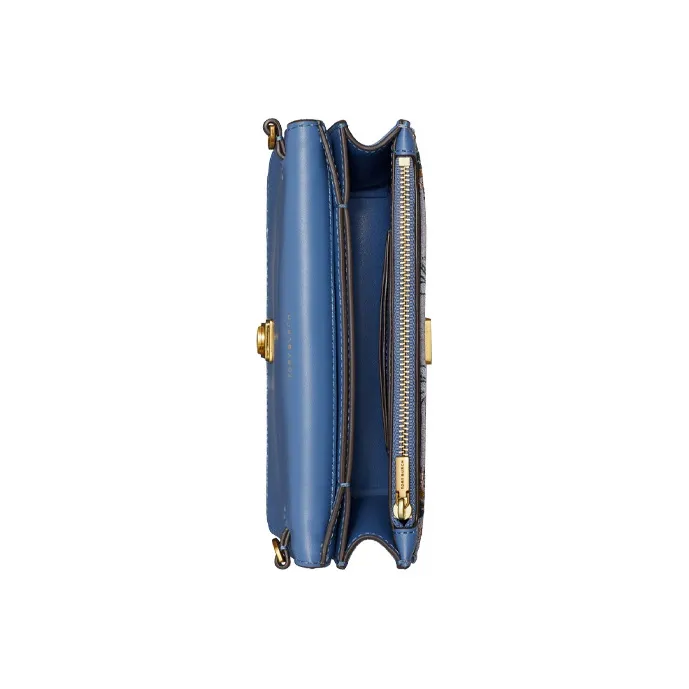 TORY BURCH Eleanor Suede Cell Phone Pouch, Card Holder, Shoulder Bag, Crossbody Bag Women's Blue-2