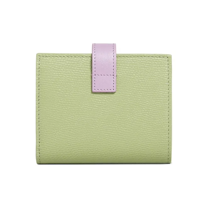 CELINE Grained Calfskin Wallet Trumpets Women's Sage Gray/Lilac Purple-2