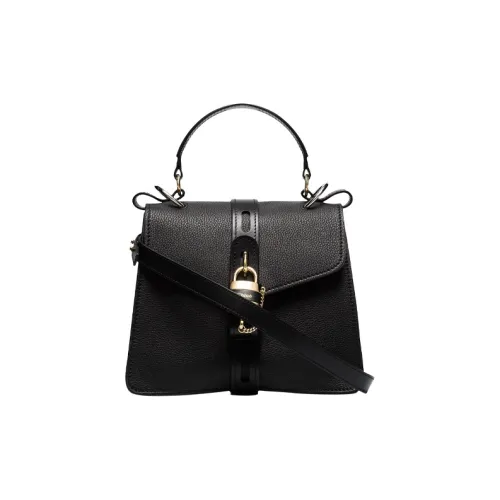 Chloe Cow Leather Shoulder Bag Small Size Women's Black