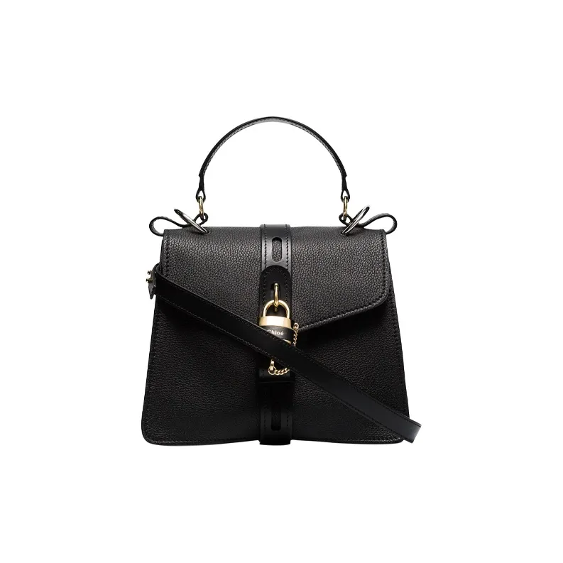 Chloe Cow Leather Shoulder Bag Small Size Women's Black-0