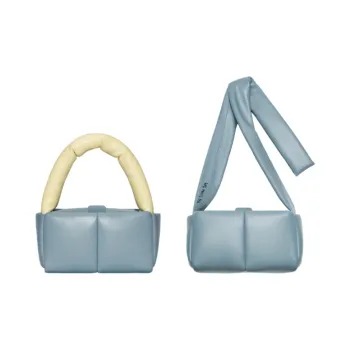 THE YELLOW SHOP Eco Friendly Leather Box Bag Down Bag Square Bag One Shoulder Handbag Regular Women's Blue & Yellow