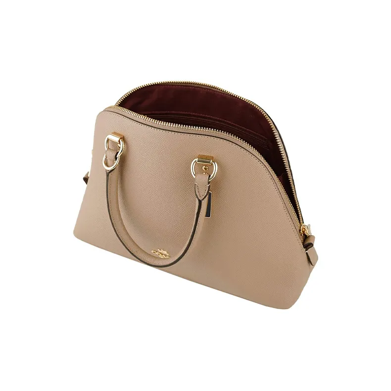 COACH Leather Dome Bag Handbag Shoulder Bag Crossbody Bag Small Size Women's Light Brown-3