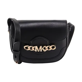 MICHAEL KORS Hally Leather Saddle Bag Crossbody Shoulder Bag Women's Black