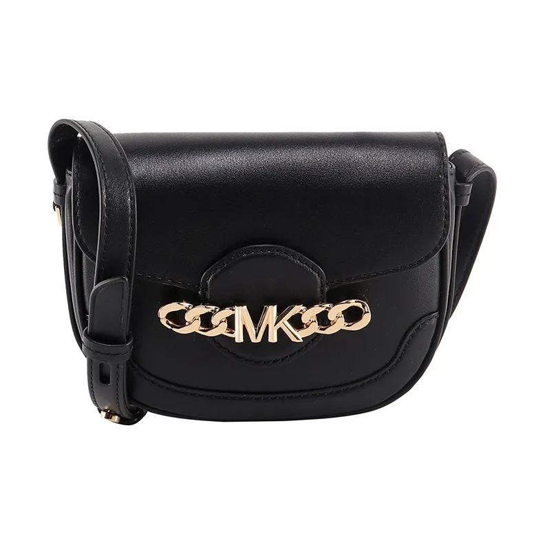 MICHAEL KORS Hally Leather Saddle Bag Crossbody Shoulder Bag Women's Black-0