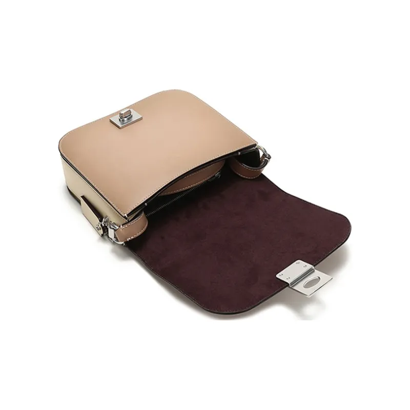 COACH Hutton Saddle Leather Saddle Bag Crossbody Shoulder Bag Women's Taupe-4