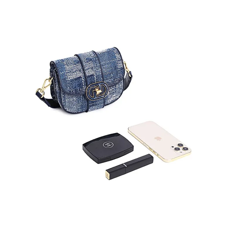 FION Fabric Shoulder Bag, Saddle Bag, Crossbody Bag Regular Women's Dark Blue-3