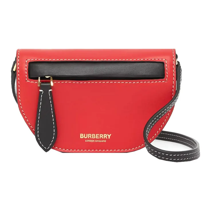 Burberry Olympia Lambskin Half-Moon Bag Card Holder Portable Crossbody Bag Shoulder Bag Women's Bright Red-0