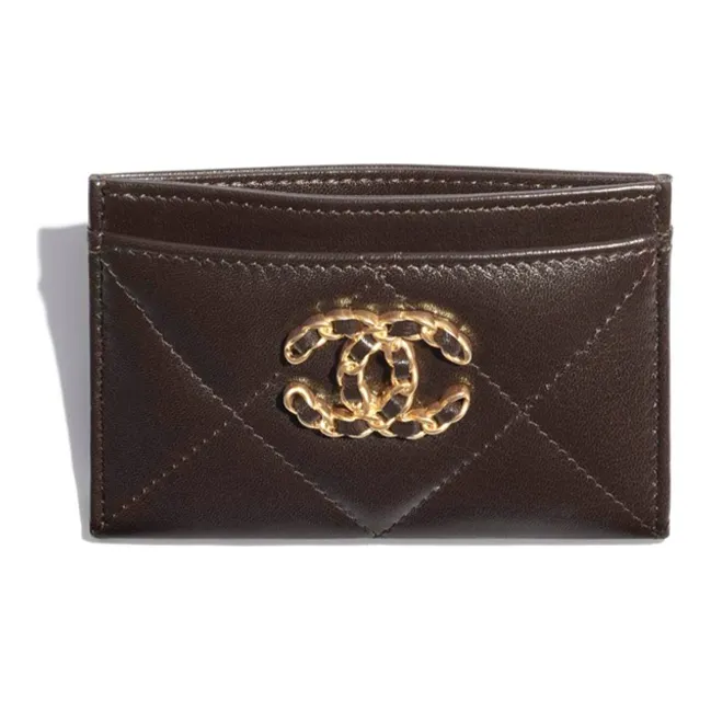 CHANEL 19Bag Lambskin Card Holder Card Holder Women's Brown-2