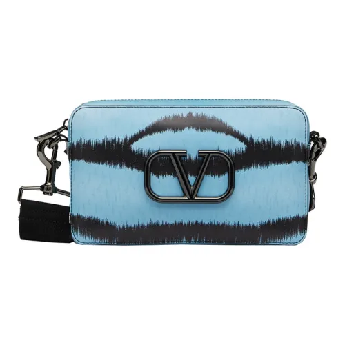 Valentino Tiger 1967 Calfskin Box Bag Handheld Shoulder Bag Crossbody Bag Regular Men's Light Blue/Black