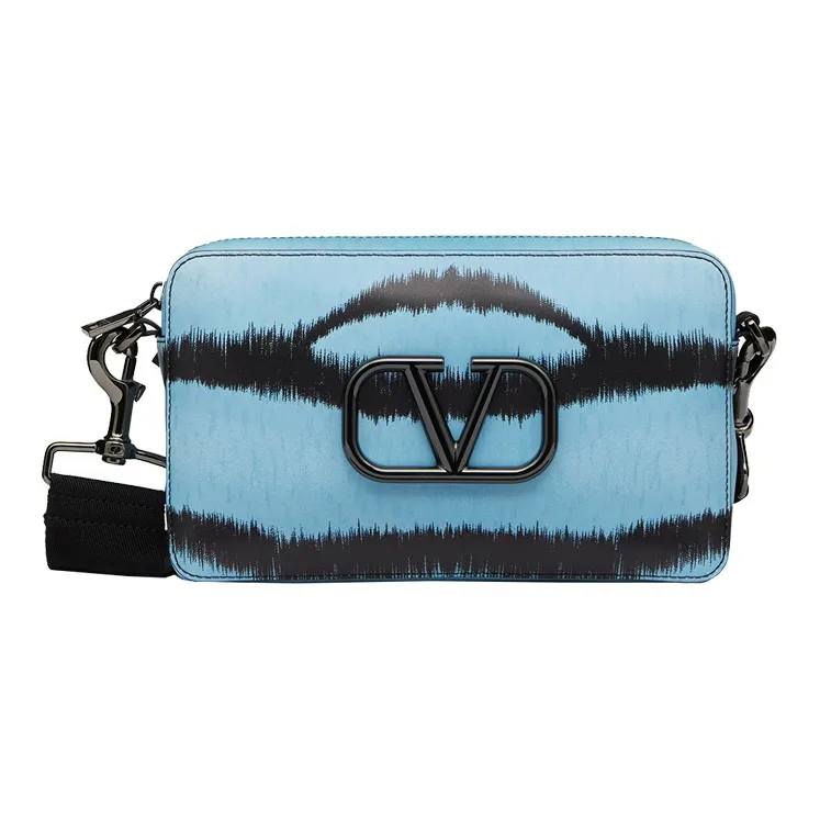Valentino Tiger 1967 Calfskin Box Bag Handheld Shoulder Bag Crossbody Bag Regular Men's Light Blue/Black-0