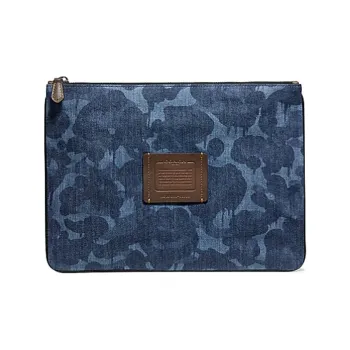 COACH Denim Clutch Large Size Men's Blue