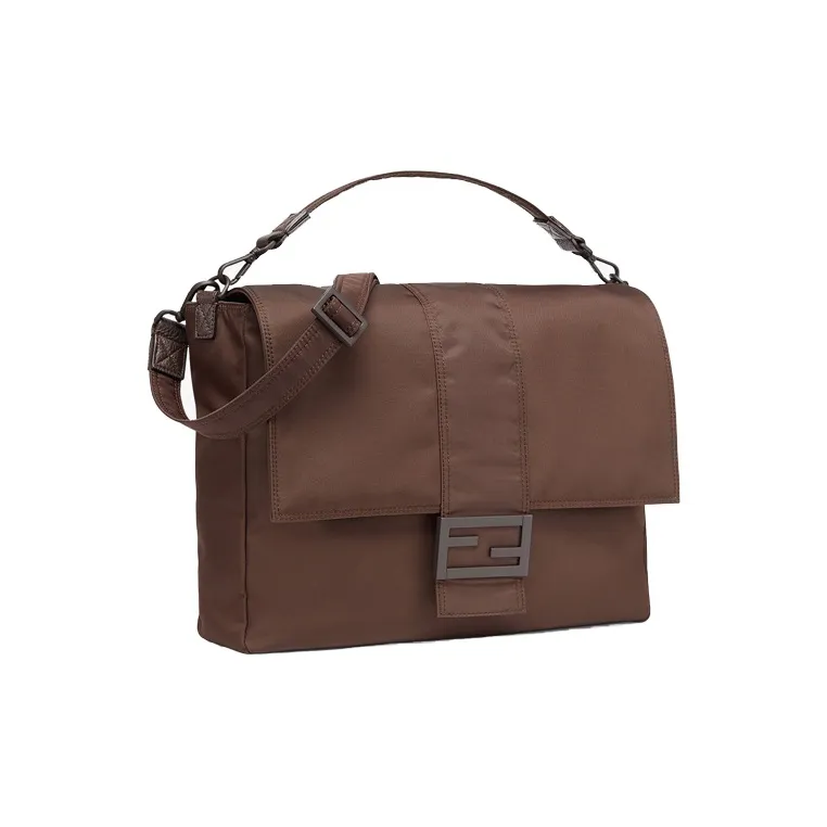 FENDI Nylon Baguette Bag One Shoulder Handbag Crossbody Bag Men's Brown-1