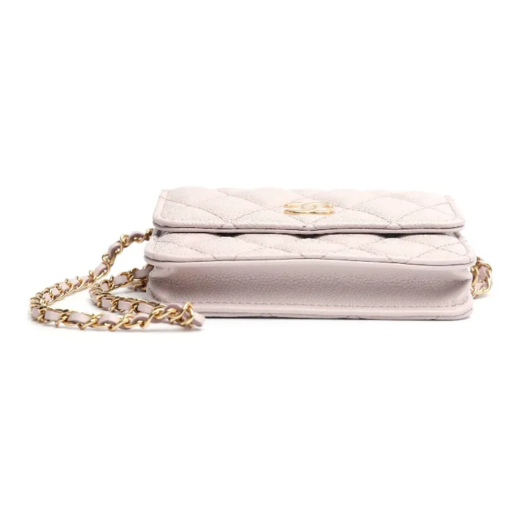 CHANEL 21B Fall Grain Embossed Calfskin Clutch, Shoulder Bag, Crossbody Bag Women's Light Pink-4