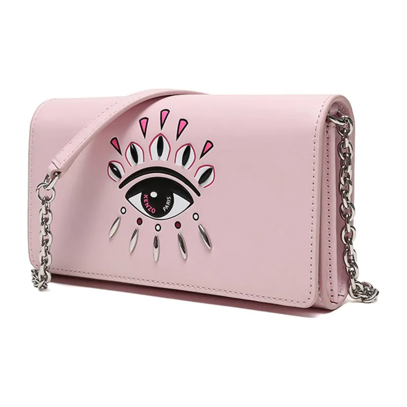 KENZO Cow Leather Chain Shoulder Bag Women's Light Pink-1