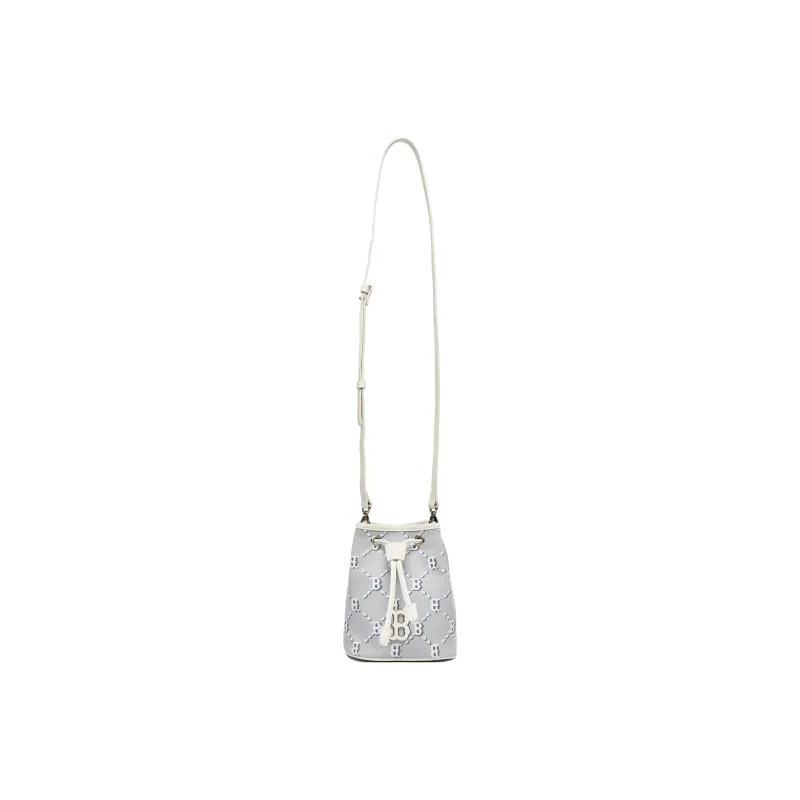 MLB Monogram Collection Polyester Bucket Bag, Shoulder Bag, Crossbody Bag Mini Unisex Light Gray-4