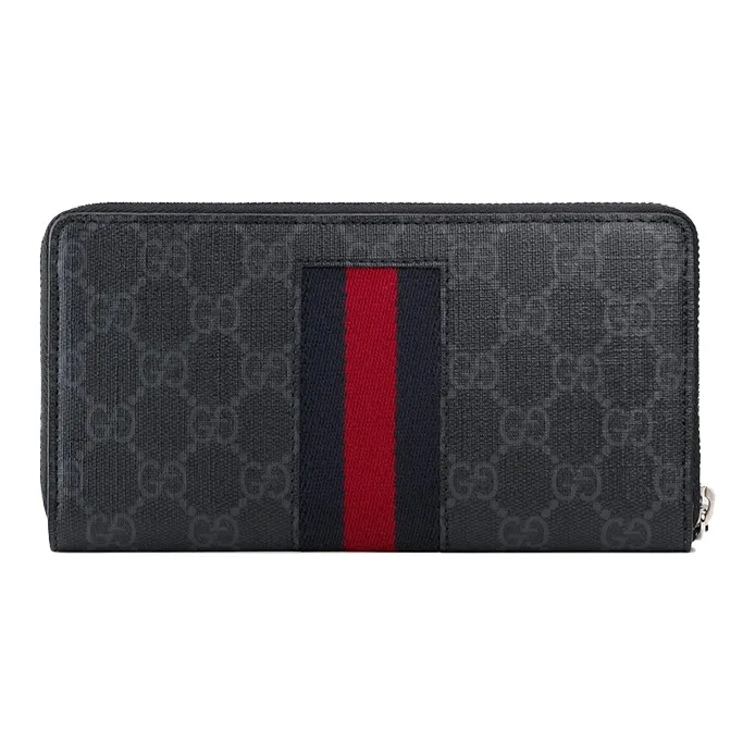 GUCCI Canvas With Leather Wallet Men's Black Gray-3