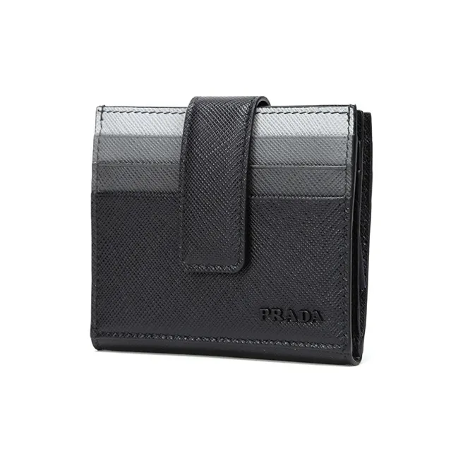 PRADA Cow Leather Wallet, Card Holder Men's Black-1