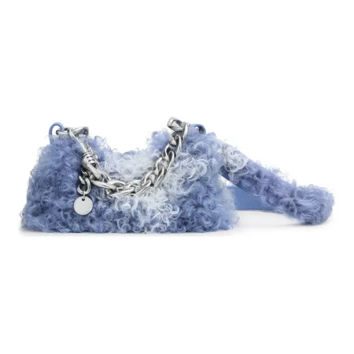 APEDE MOD Wool Shoulder Bag Small Size Women's Blue/White Fleece
