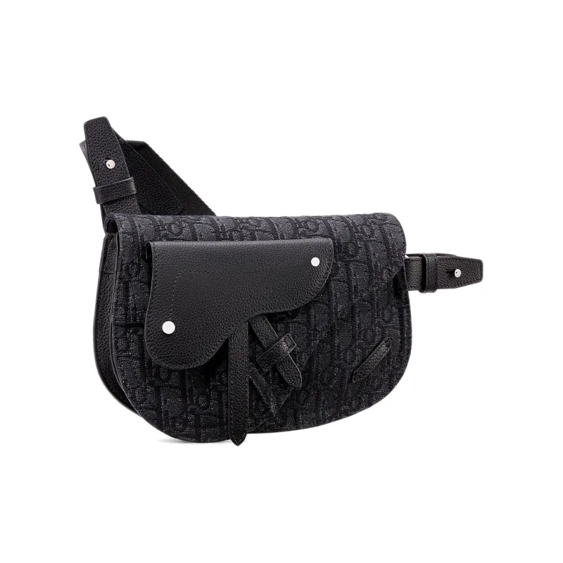 DIOR Saddle Cow Leather Saddle Bag, Fanny Pack, Crossbody Bag, Sling Bag Men's Black-1