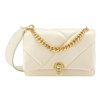 BVLGARI Serpenti Cabochon Calfskin Snake Head Handbag, Crossbody Bag, Shoulder Bag Women's White
