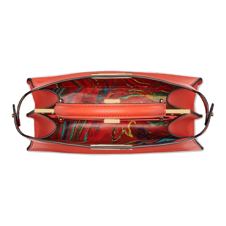 FENDI Peekaboo ISeeU Leather Handbag Medium Size Women's Red-4