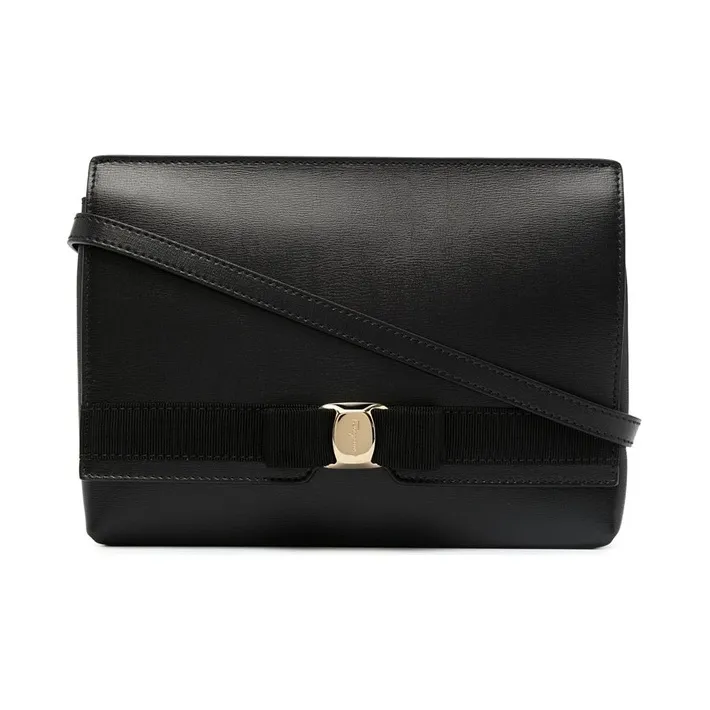 FERRAGAMO Cow Leather Shoulder Bag, Crossbody Bag Women's Black-0