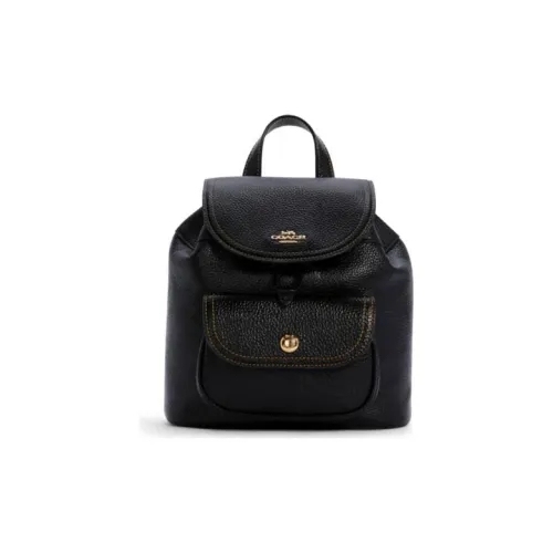 COACH Pennie Leather Backpack Small Size Women's Black