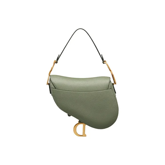 DIOR Saddle Grained Calfskin Saddle Bags One Shoulder Handbags Women's Green-1