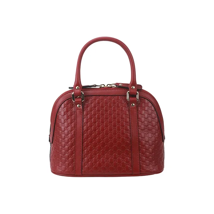 GUCCI Cow Leather Dome Bag Shoulder Bag Crossbody Bag Handbag Small Size Women's Red-2