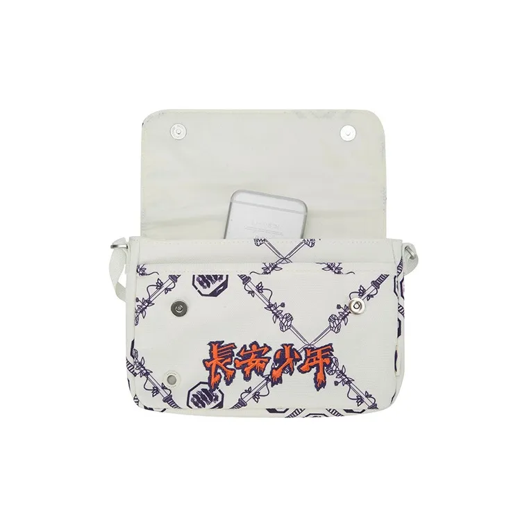 LiNing Fabric Shoulder Bag Crossbody Bag Regular Men's Vanilla White All Over Print-2
