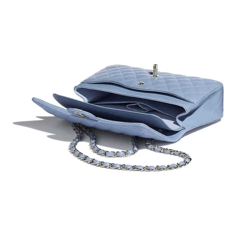 CHANEL Classic Flap CF Lambskin Crossbody Bag Medium Size Women's Sky Blue-2