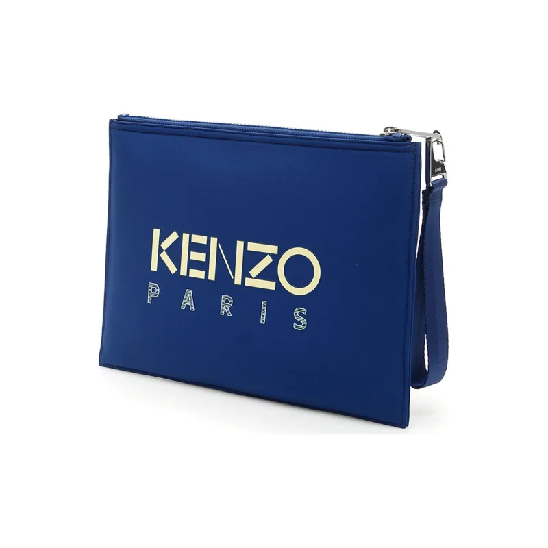 KENZO Classic Tiger Head Leather Bonded Polyester Clutch Men's Blue-2