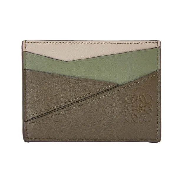 LOEWE Puzzle Calfskin Card Holder Unisex Avocado Green-0