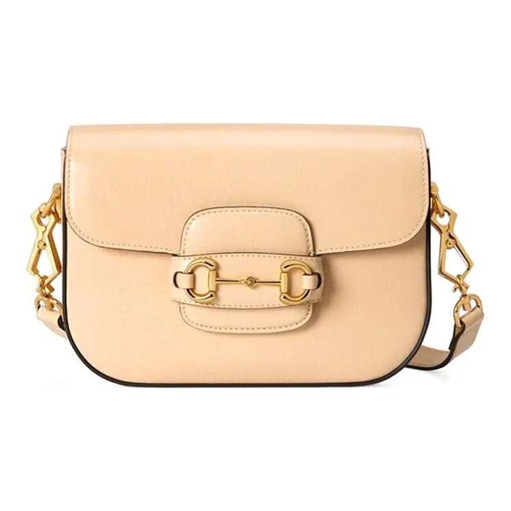GUCCI Horsebit 1955 Leather Saddle Bag Shoulder Bag Crossbody Bag Mini Women's Beige-1